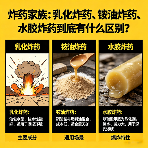 科尔沁左翼中炸药家族：乳化炸药、铵油炸药、水胶炸药到底有什么区别？